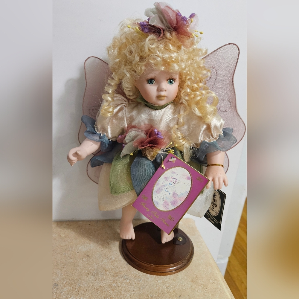 Geppedo Fairy Tale Series "Phoebe" Porcelain Fairy Doll with Blonde Curls